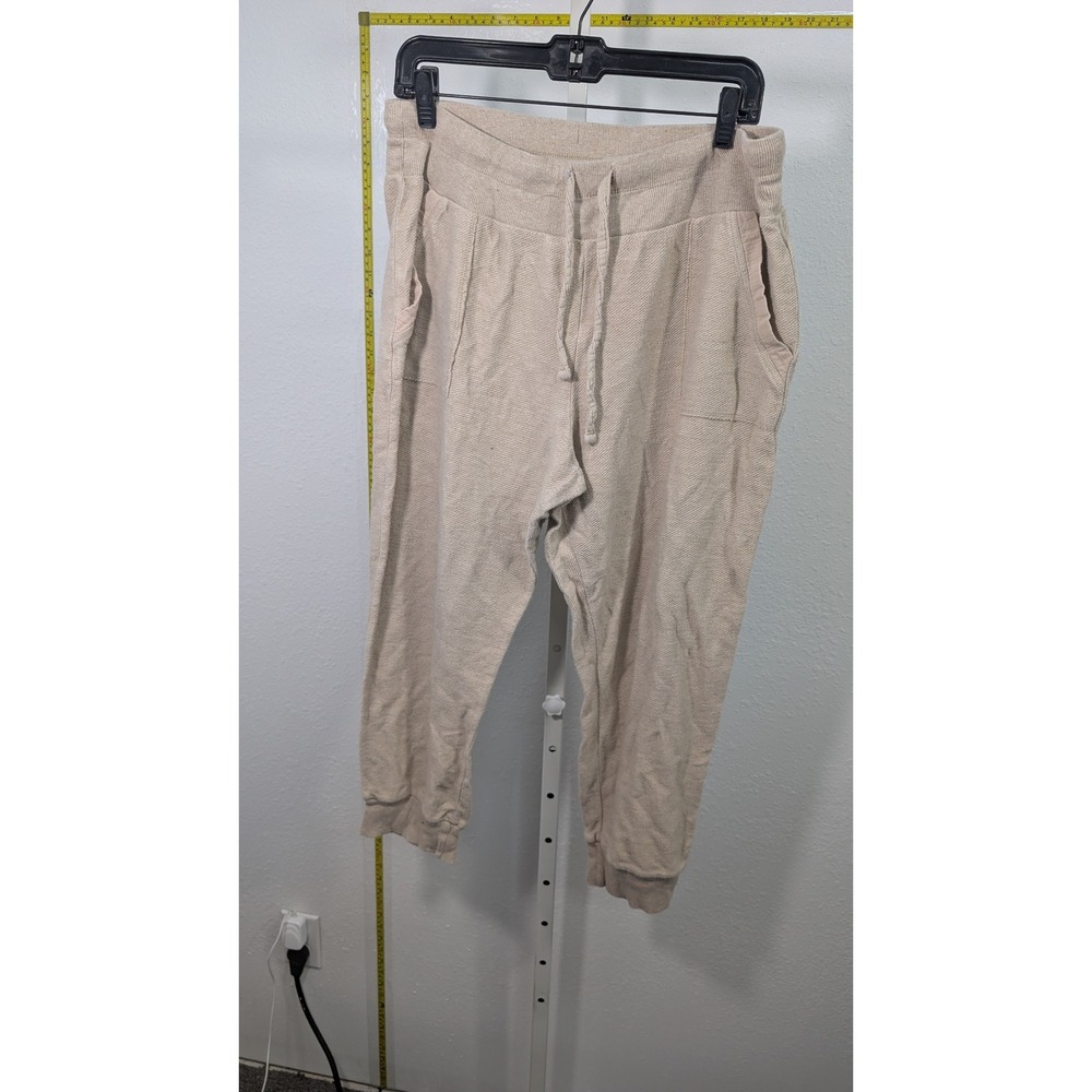 New Directions Studio Womens Jogger Pants Beige Oatmeal Knit Lounge Sweatpants L